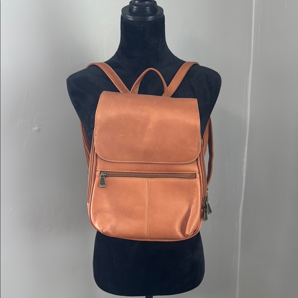 Stylish Orange Leather Backpack